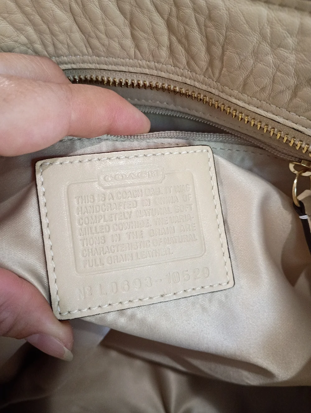 Coach Hamton Briaded Pebbled Leather Satchel Bag in Chalk